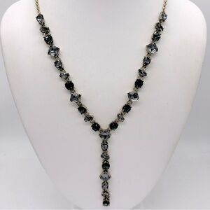 J. Crew Gray/Blue Jeweled Y Necklace